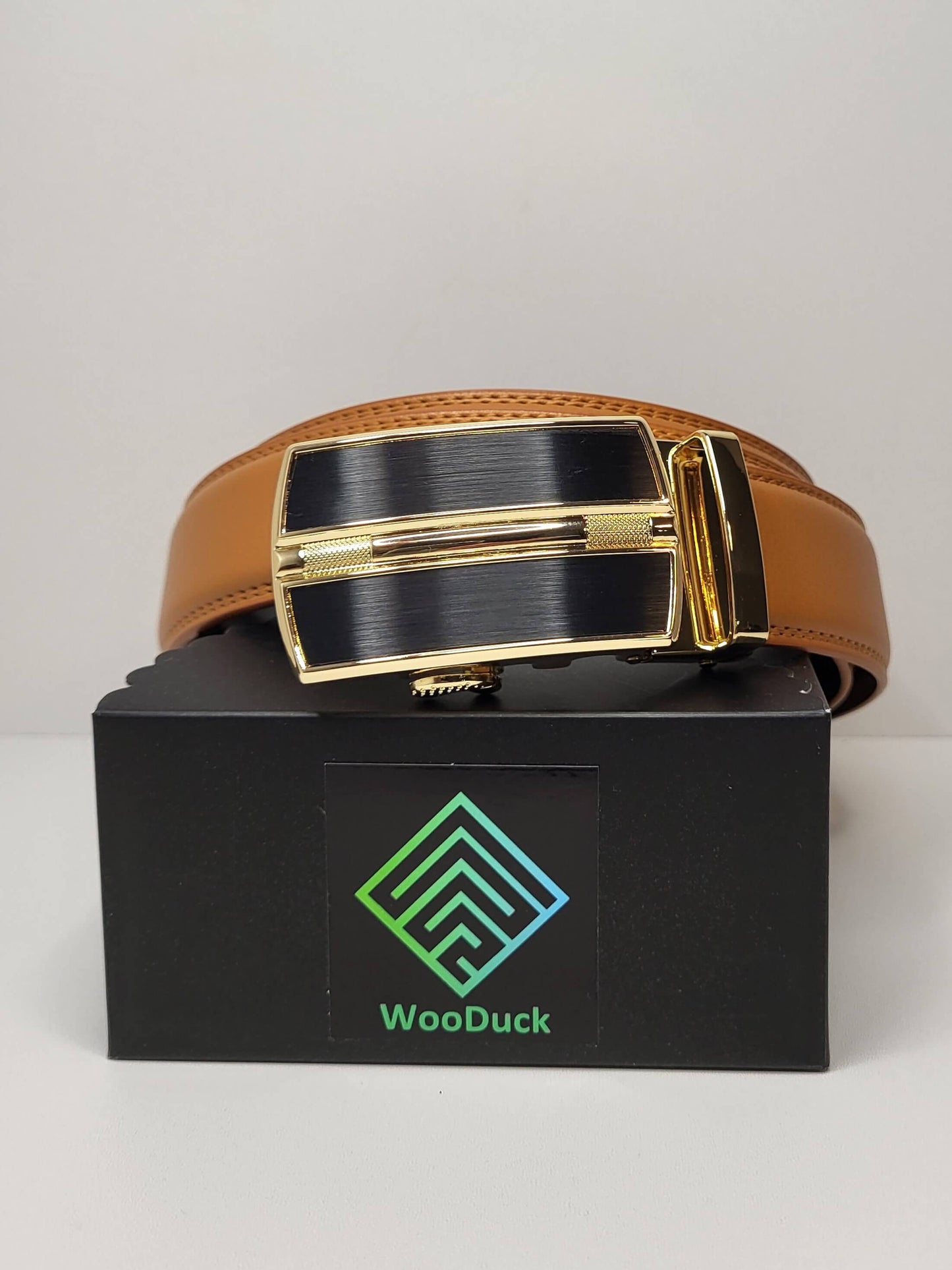WooDuck lederen riem met Automatische gesp - Model 9 - bruin