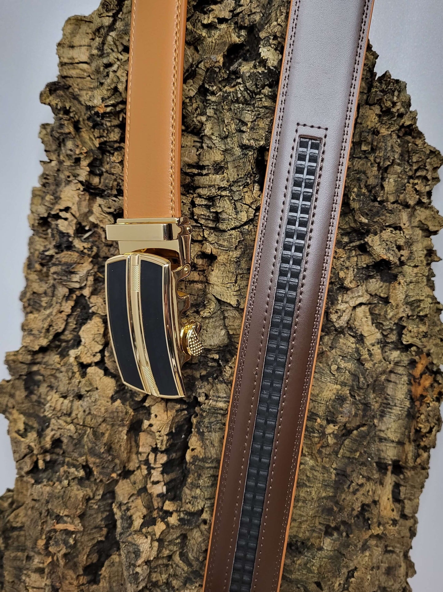 WooDuck lederen riem met Automatische gesp - Model 9 - bruin