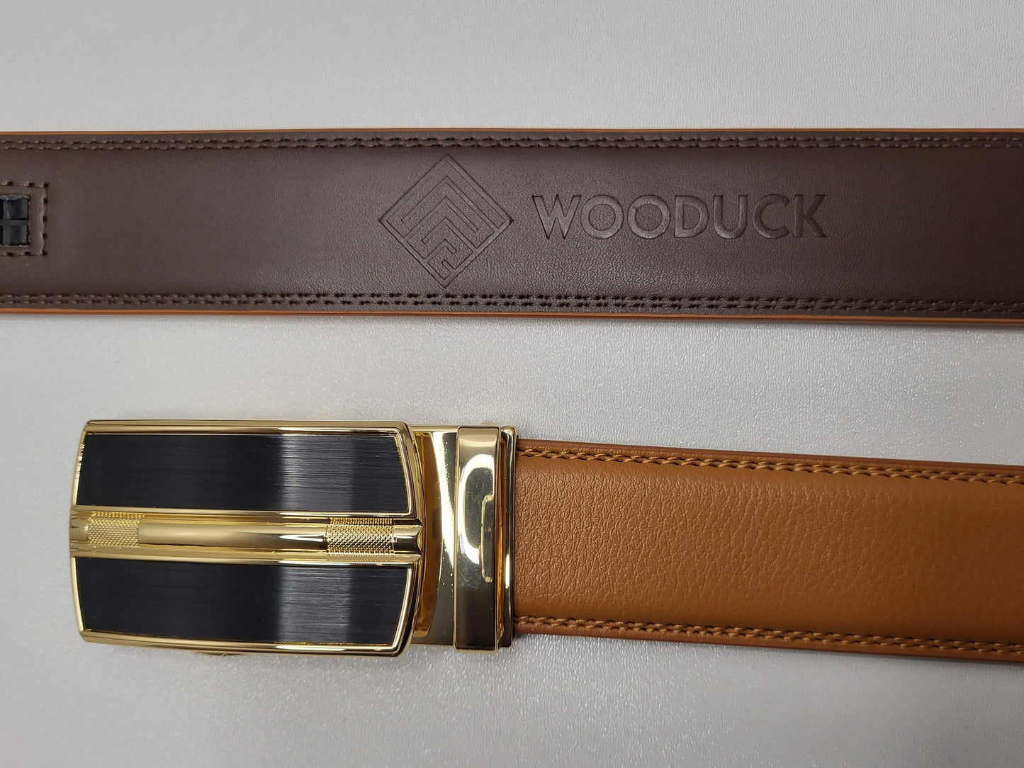 WooDuck lederen riem met Automatische gesp - Model 9 - bruin