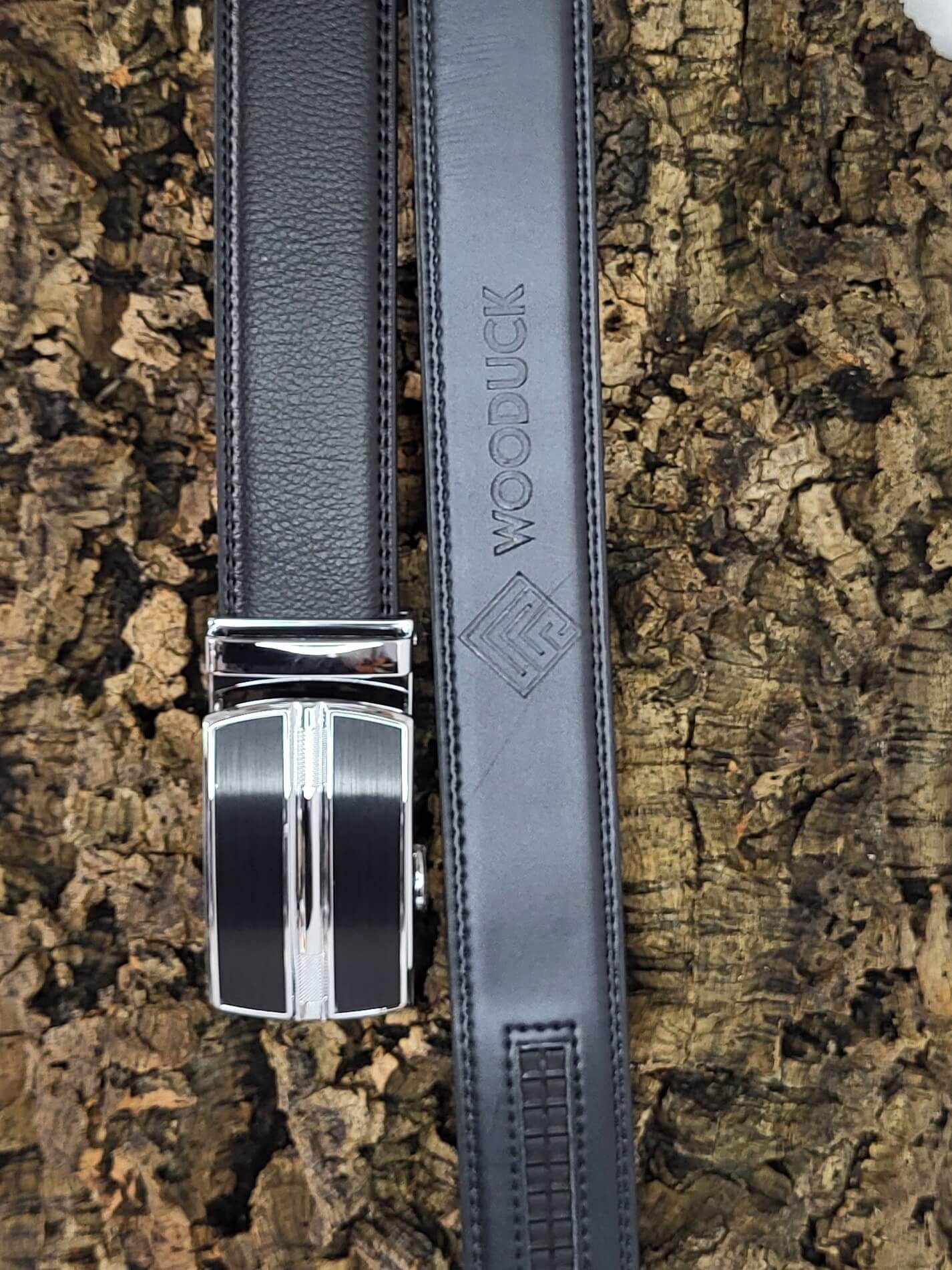 WooDuck lederen riem met Automatische gesp - Model 1 - zwart