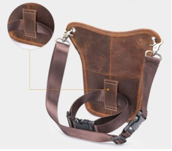 Leather waist bag for men - useful for motorcyclists or on vacation